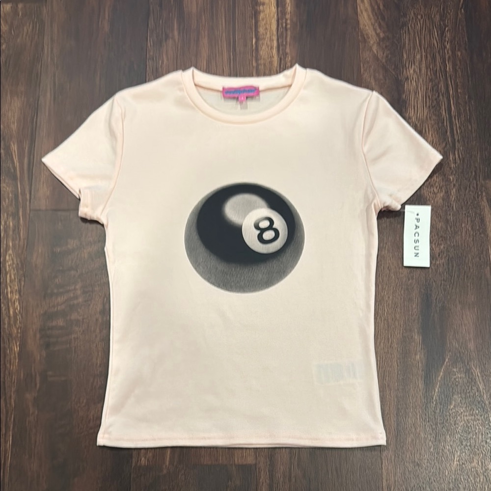 PacSun Light Pink Tee with 8 Ball